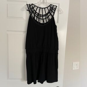 White House Black Market Black Cage Neck Romper Size 8
